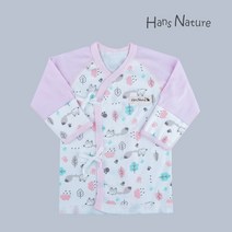 한스네이처 여우 배냇저고리 국내산 무형광 사계절 순면 핑크 hansnature