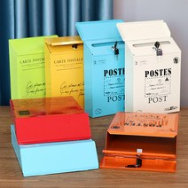 우편함 택배보관함 택배함 전원 단독 주택 스텐 대형 철 벨트 잠금 편지함 야외 벽 매달려 편지 상자 홈 벽 매달려 사서함 복고풍 레트로 장식품, 자물쇠가 없는 흰색 철제 작은 글씨