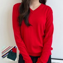 여자 기본 브이넥 베이직 니트티 데일리 코디 캐주얼