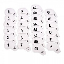 뉴즐 자석 양면자수 아이언커버 단품 / 웨지커버 단품 자석 올화이트 블랙자수, 8번 아이언커버