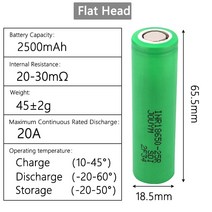 호환제품 새로운 joym 18650 배터리 2500mAh INR1865025R 20A 방전 리튬 2500 25R, 05 6 PCS