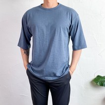 코코로맨틱 피그먼트 슬라브 워싱 시원한 7부 오버핏 반팔티 반팔 티셔츠