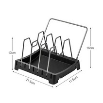 주방정리대 그릇정리대 접시정리대 확장형 스테인리스 스틸 보관 랙 주방 정리함 홀더 팬 냄비 뚜껑 도마 건조 조리기구, Black+1tier