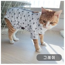 부투펫 고양이 환묘복 환자복 중성화수술 환견복 올인원 4가지종류, 그레이, 부드러운똑딱이