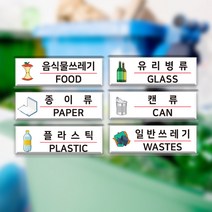 재활용 스티커 표지판 포맥스2T 음식물 캔 유리병 플라스틱 일반쓰레기 안내표시판, A타입, 표지판(포맥스2T)부착
