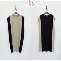 링크어패럴 여자 민소매 원피스 투톤 꾸안꾸 캐주얼정장 원피스