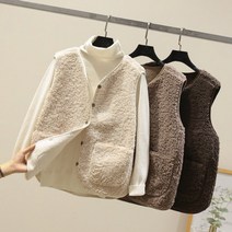 인조 무스탕 양털 뽀글이 조끼 베스트 여자 남자 여성