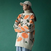 지지아나 여성 겨울 터틀넥 과일 스웨터