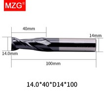 MZG-2 플루트 HRC45 CNC 선반 가공 탄소강 키홈 그루브 밀링 공구 커터 플랫 스퀘어 솔리드 카바이드 엔드밀 1 피스, 14mmxD14x100L-2F45C