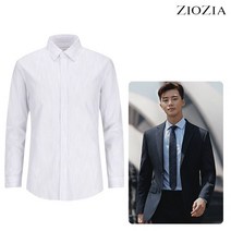 지오지아 블루 면 스트라이프 레귤러카라 캐주얼셔츠