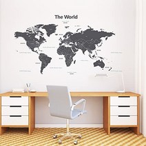 세계지도 대형 유치원 홈 주니어 데코월 DLT-1509B 해외직구, (수직) 164.5cm x 90cm + 잿빛개
