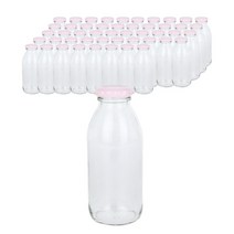 [가인글로벌] 밀크티병300ml 48개 유리병 딸기 우유병 주스병 더치병 음료 용기, 핑크 38파이 철캡