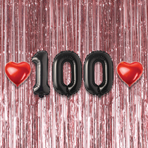 100일 이벤트 포토존 세트 아기 기념일 커플 축하 기념 숫자 풍선 하트, 04.커튼-(로즈골드)-100(소)-블랙