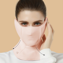 겨울골프준비물 골프얼굴가리개 스키 등산 운동할때 방한 볼 앞면 넥워머 귀마개 마스크, 핑크