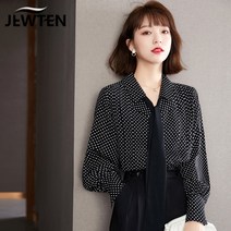 여성 리본 레이스 블라우스 가을 나비 쉬폰 셔츠 여성 가을 탑 긴팔 셔츠 셔츠