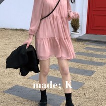 (빠른배송)캉캉 쉬폰 미니 원피스 아이보리 핑크 스카이블루 네이비
