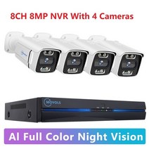 MOVOLS-8CH 5MP 8MP POE 보안 카메라 시스템 양방향 오디오 NVR 키트 CCTV 야외 IP H.265 P2P 비디오 감시, 06 8CH 8MP With 4 Cam_02 1t