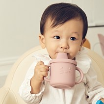 SGS인증 BPA FREE 초기 유아 아기 양손잡이 물컵, 시피컵홀더+스낵홀더+양손잡이컵, 마우스, 스톤블루