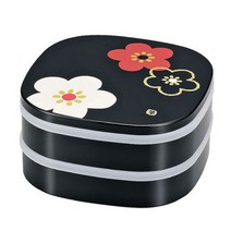 일본 [하코야] 매화 런치원형 2단찬합 소풍 도시락 찬합, 블랙