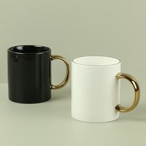 샤논 골드 머그컵 (2컬러) 골드라인 카페 머그잔, 골드머그컵(블랙)