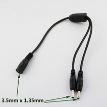 전원분배기 호환 1pcs 3.5mm x 1.35mm 암-듀얼 수 DC 전원 분배기 어댑터 코드 케이블 CCTV 30cm, 01 1ft_01 Black