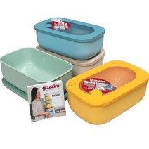 구찌니(이태리) 전자렌지 밀폐용기 900ml 4개 세트(세이지그린 오커옐로우 블루 그레이), 용기 4개 + 뚜껑 4개