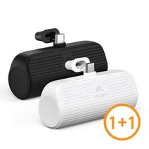 1+1 온세일 밸류엠 일체형 도킹형 미니 보조배터리 C타입 8핀 갤럭시 아이폰, 8핀 1+1(블랙)