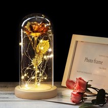 화병 도자기 유리 돌 6색 아름다움과 야수는 유리 돔에 발렌타인 선물 LED 로즈 램프 크리스마스, 04 gold