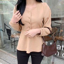 신나라-닷컴_패션마켓11 gbl3726k0ab 블라우스 버튼 하 데이트룩 보석 셔링 프릴 라운드넥 여자 여성스러운 소매_ tlsskfk