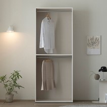 [2만원 추가할인중]장인가구 타니아 오픈형 드레스룸 800 2단옷장, 크림화이트