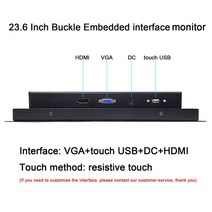 did모니터 저항성 터치 산업용 모니터 VGA HDMI USB 인터페이스 HD LCD 화면 광고 19215236 인치, 236 inch HDMI