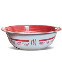혼수용품 법랑 대야 구식의 레드 자기 세수대 큰사이즈 가정용 결혼기념일 축하용 반죽 세탁 야채 2052428582, 38cm 가선 팬시 랜덤