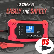 AGM배터리 12V 6A Intelligent Car Motorcycle Battery Charger for Auto Moto Lead Acid AGM Gel VRLA Sma, 05 Red US Plug