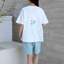 순이들 여성 스마일 자수 반팔 반바지 트레이닝세트