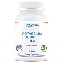 Potassium Iodide Tablets 130 mg Kosher Iodine Tablets Thyroid Support – 60 Tablets, 60 Count (Pack of 1), White