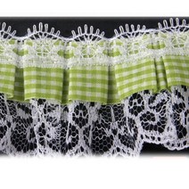 SS1807 4.5cm체크레이스 (1M) 연두 1개 포장리본 포장끈 만들기끈 만들기리본