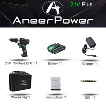 뿌레카 쁘레카 해머 전동 전기 드릴 12V 16V 21V 25V 플러스 더블 스피드, 협력사, 21V 1pcs 배터리