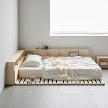 장인가구 필링 접이식 원목 침대프레임 매트리스깔판Q, 내츄럴