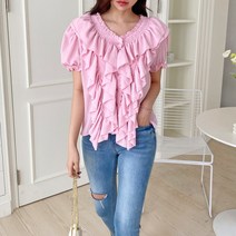 수키 [수키] 프릴 반팔 블라우스 1098842