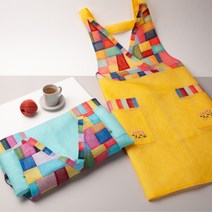 모시 V조각보 전통 꽃자수 유치원 어린이집 보육교사 한식당 예쁜 명절 한복 원피스 앞치마, 자주색, 1개