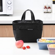 라라티와이 보온 보냉 방수 얼룩방지 도시락 가방, 블랙