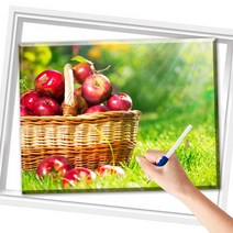 SHEXIU 3D 보석십자수 액자 캔버스형 DIY 세트 라운드 비즈40 X 50cm, SX043  바구니에 담긴 붉은 사과x1세트