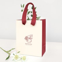 래빗 종이쇼핑백 (2매) 스노우지 토끼 베이지 고급선물 일러스트 버건디 깔끔한 쇼핑백, 1묶음(2매)