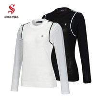 [세바스찬] [골프](국내생산) 23 S/S 여성 하이브리드 라운드 냉감 소매 긴팔 니트, 색상:화이트 / 사이즈:105