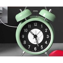 예쁜 레트로 알람 시계 스마트 전자 모닝콜 탁상시계, 대형 야광아일랜드 블루 + 배터리 4인치