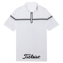 타이틀리스트 남성 화이트 YARN DYED LOGO 셔츠