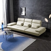 플랫b 4인 콤팩트 스윙 전체 통가죽 소파+1인소파, 색상:크림