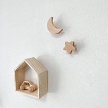 그리다 달 별 모양 우드 벽걸이 후크 우드꼭꼬핀, 1.달 후크