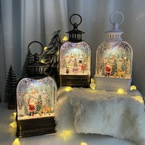 크리스마스 랜턴 스노우볼 오르골 워터볼 아크릴 LED 무드등, 브라운(산타)