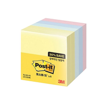 쓰리엠 알뜰팩 포스트잇 76 x 76 mm 654-5A 500p, 노랑, 애플민트, 크림블루, 러블리핑크, 4개